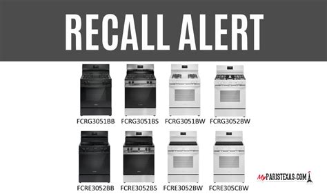 recalls on frigidaire stoves